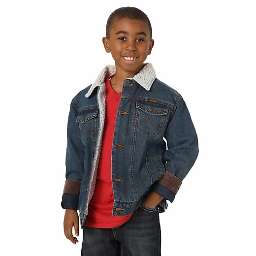 Modern Design Boys' Western Sherpa Lined Denim Jacket 84256RT