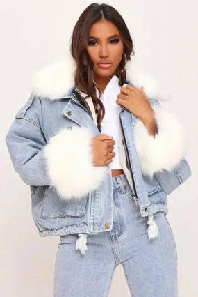 Denim Loose Jacket Practical Cold Piece Four Way Stretch Material