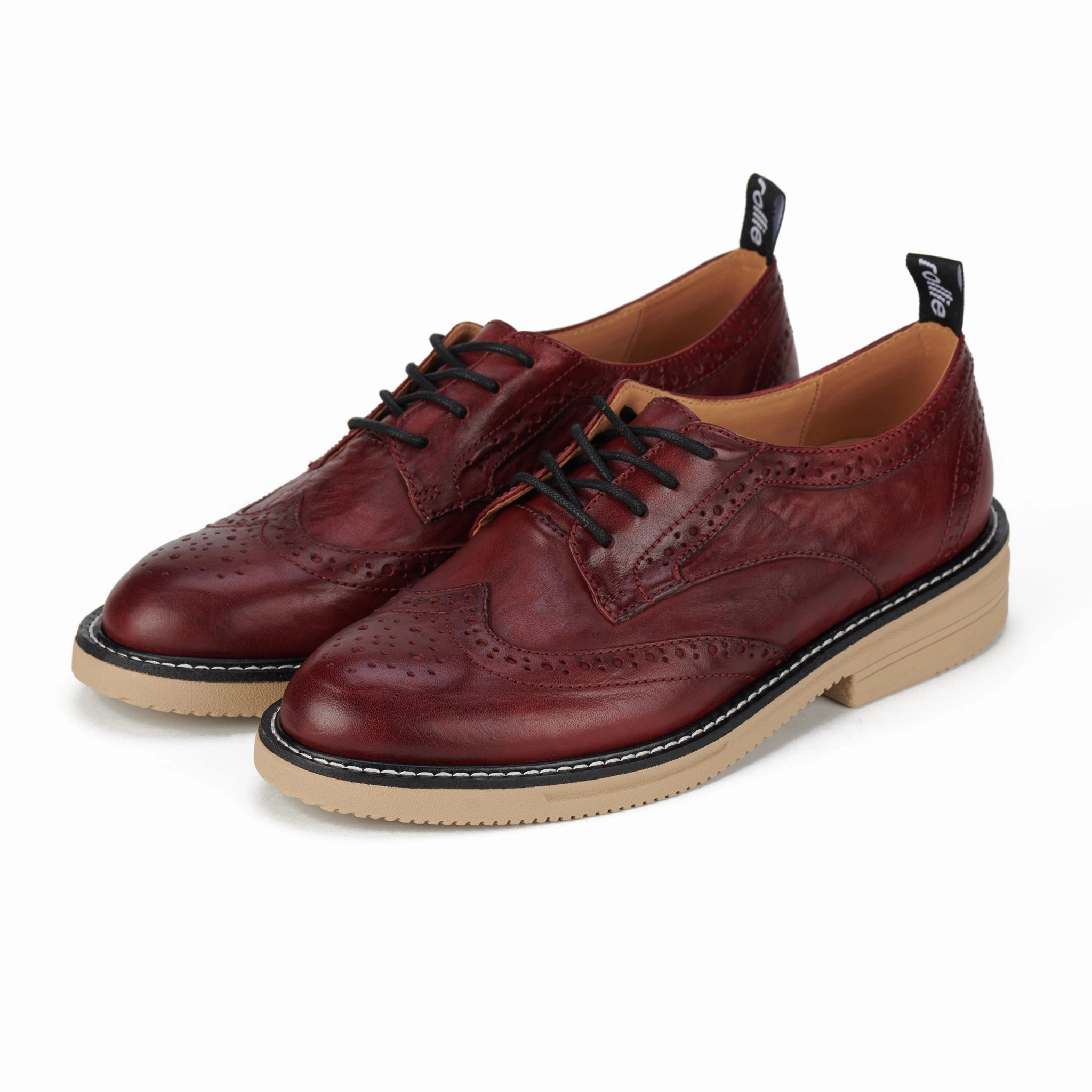 Brogue Rise Vintage Dark Red/Latte Minimalist Look VIP Event