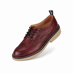 Slip Resistant Sole Suede Touch Brogue Rise Vintage Dark Red/Latte
