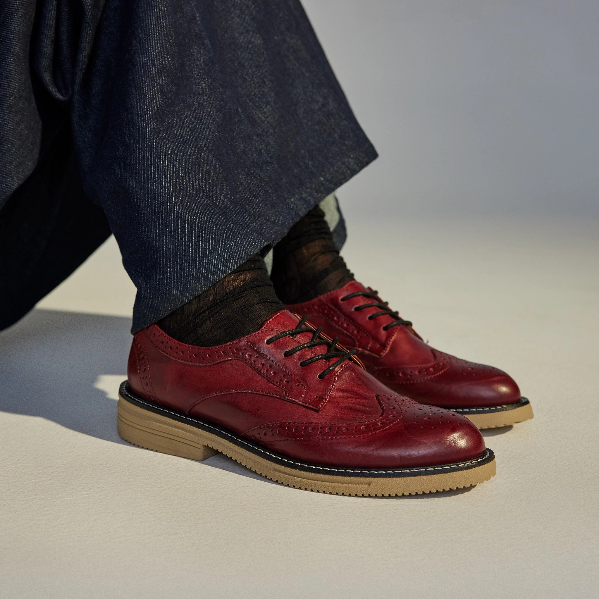 Brogue Rise Vintage Dark Red/Latte Fashion Routine