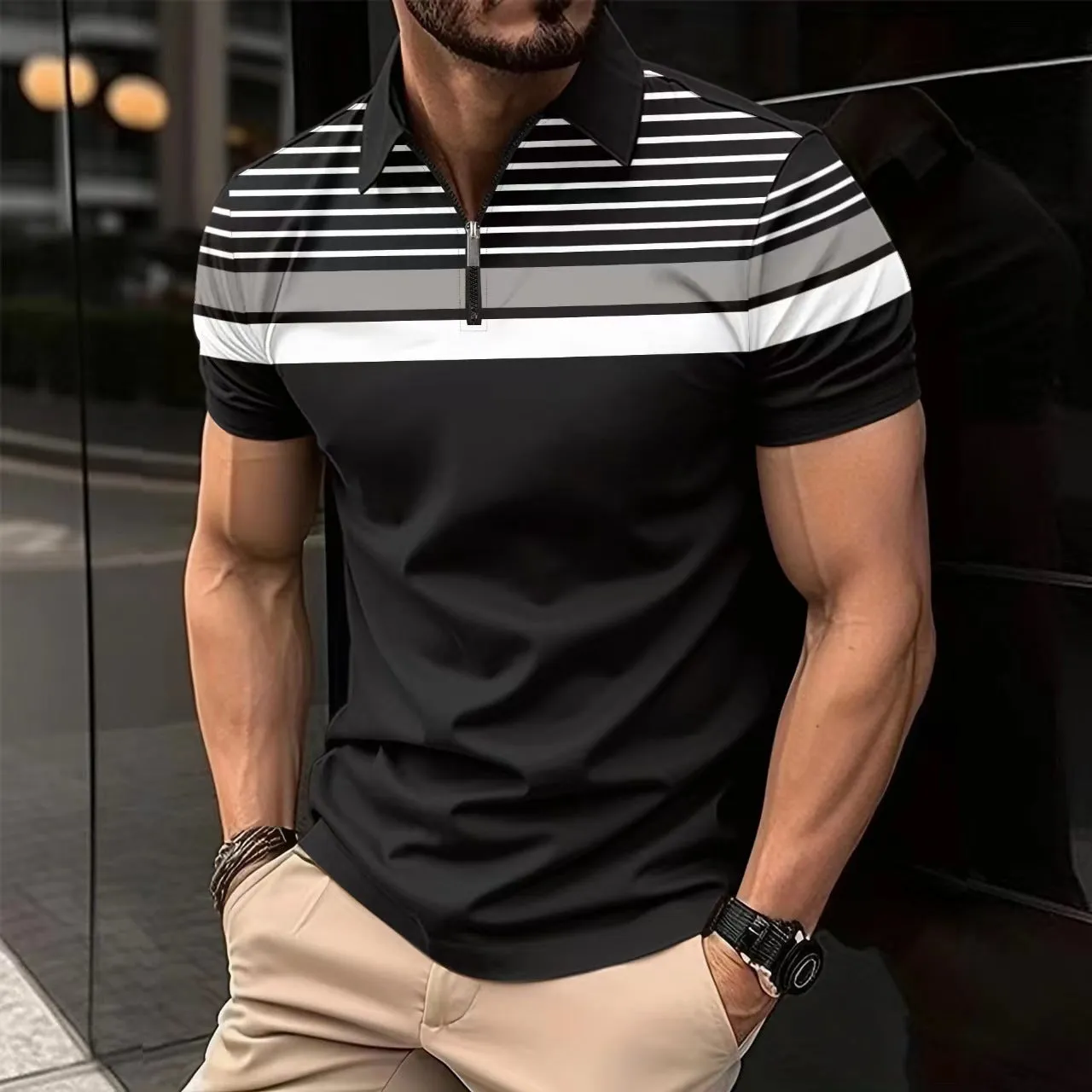 Trendy Vibes Business Striped Versatile T-shirt Men