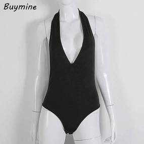 Travel Ready Trendy Vibes Buymine Deep V Sexy Bodysuit With Body Chain Backless Women Short Jumpsuit Sequined Halter Skinny Bodysuit Push Up Rompers Femme