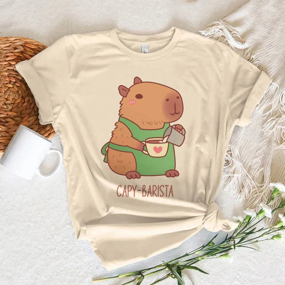 Stylish Cut Neutral Aesthetic Capybara t shirt women soft fabric tshirt female anime clothing