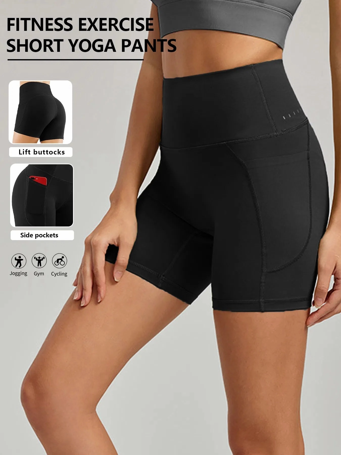 Plus Size Yoga Biker Shorts With Pockets High Waist, Tummy Control Gym Leggings Squat Proof Dance Practice Breathable Fabric Morning Stretch