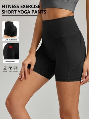 Plus Size Yoga Biker Shorts With Pockets High Waist, Tummy Control Gym Leggings Squat Proof Dance Practice Breathable Fabric Morning Stretch