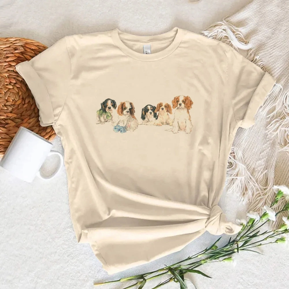Sage Glow Curve Friendly Cavalier King Charles Spaniel Dog Tee women Y2K designer harajuku t-shirts girl y2k streetwear clothing