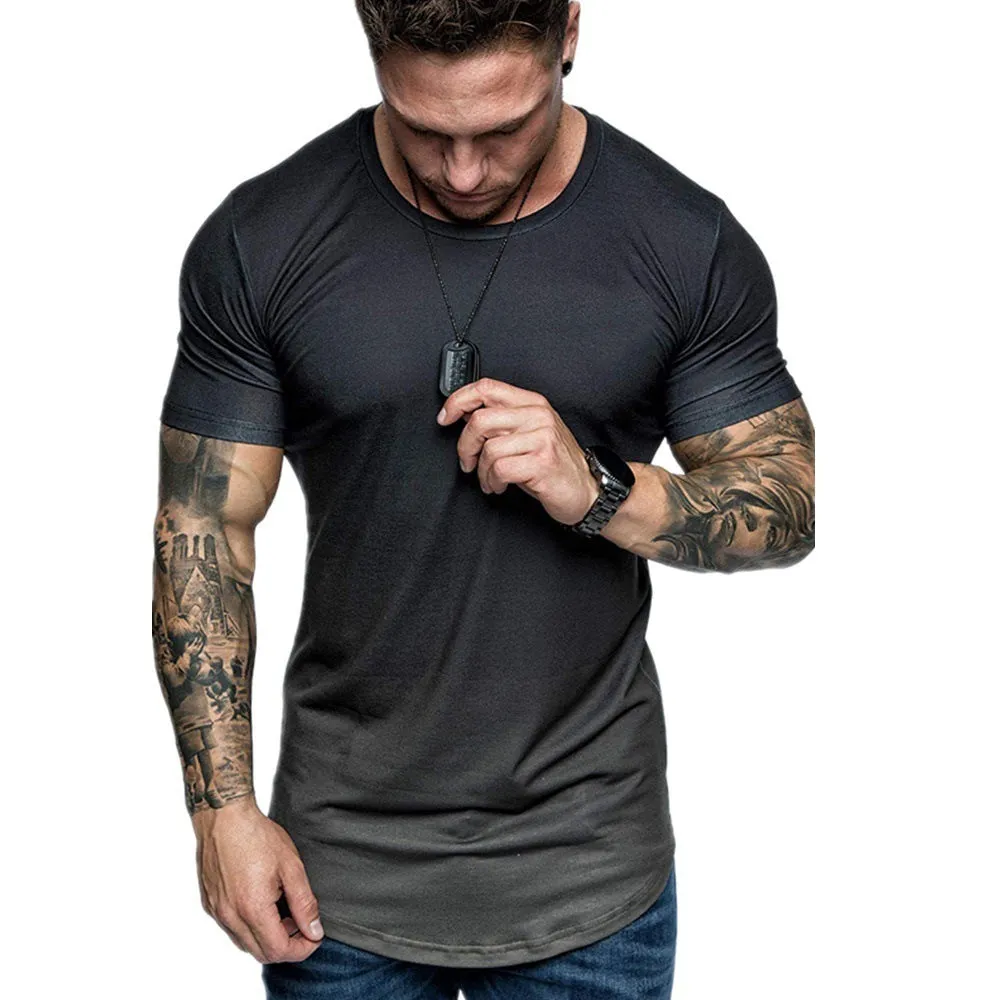 Gradient T-shirt Summer Round Neck Short Sleeve T-shirt Men Perfect for Travel Everyday Trend
