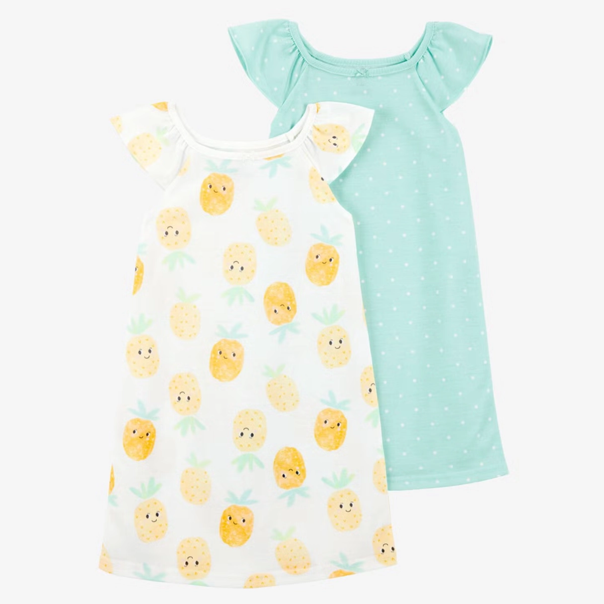 Children's 2-Pack Pineapple Nightgowns 3S893410 Relaxed Cut EcoFriendlyTextiles