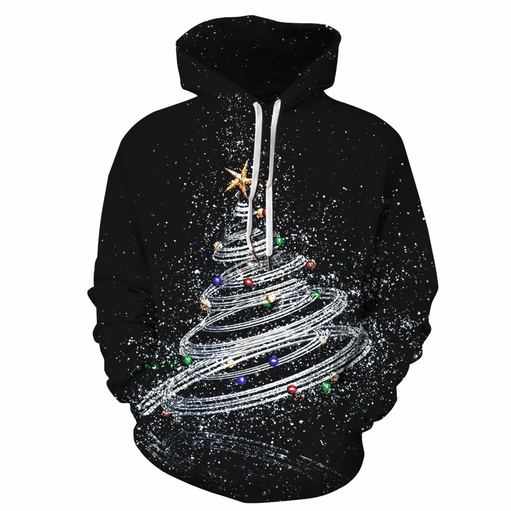 Christmas 3D Digital Printing Long-Sleeved Hoodie Sporty Jacket Fleece