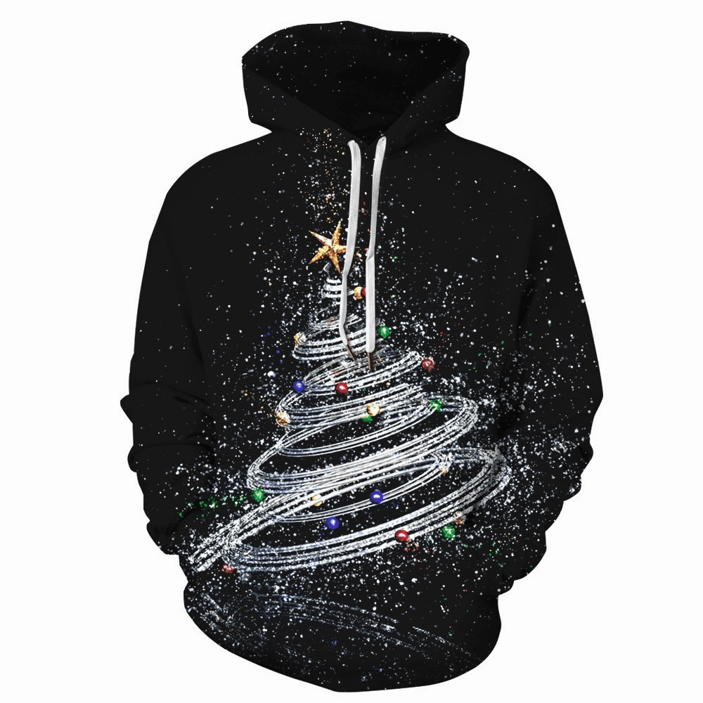 packable Sporty apparel Christmas 3D Digital Printing Long-Sleeved Hoodie