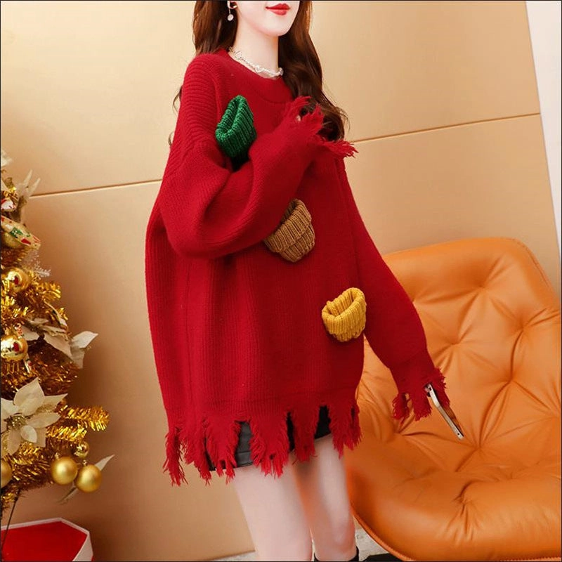 Christmas Sweater New Fashionable Loose Size Women's product ombre gradient