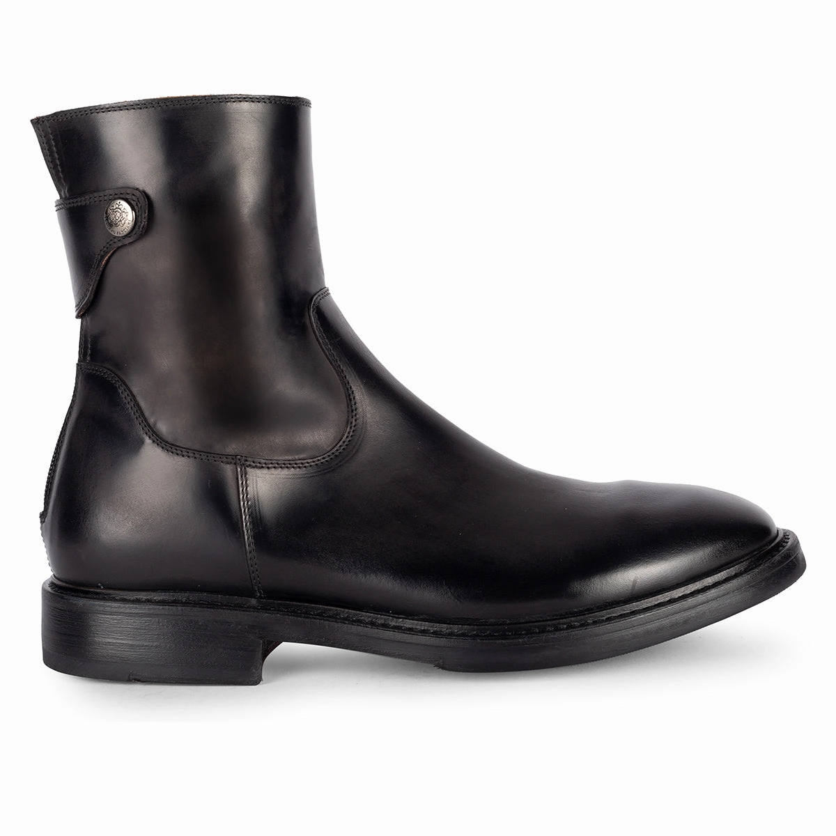 IVAN 91035<br> Black Back Zipper Ankle Boots Rugged Walk