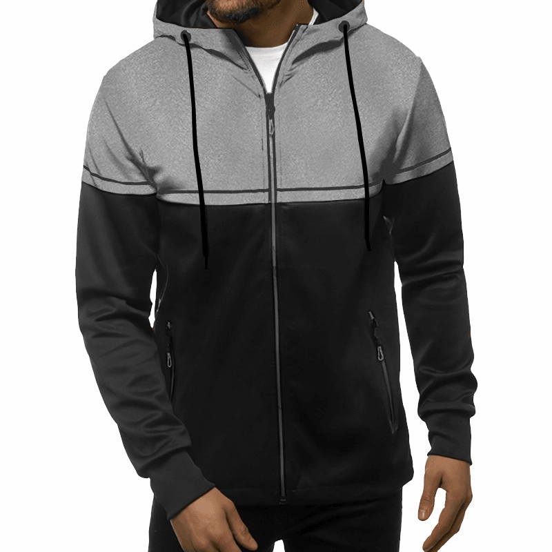 product shipping Sporty Fashion Men'S Sweater Casual Cardigan Hooded Color Matching Men'S Clothing