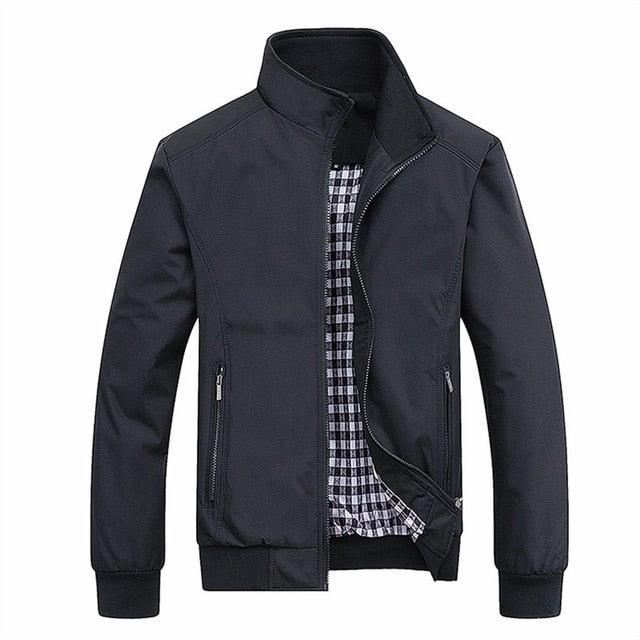 Reinforced Elbow Padding Classy Spring Autumn Casual Solid Fashion Slim Bomber Jacket