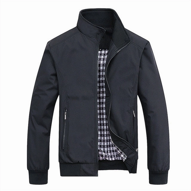Classy Spring Autumn Casual Solid Fashion Slim Bomber Jacket High Collar Windguard