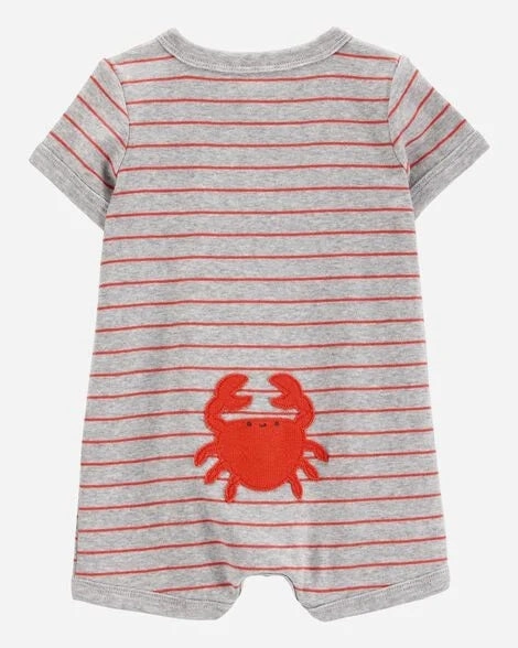 Baby Boy Crab Striped Cotton Blend Short-Sleeve Romper 1S474910-984 Simple Top