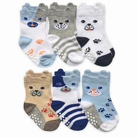 Boys Dog Face Crew Socks 6 Pack 2360 Sporty Joggers Rush Mode