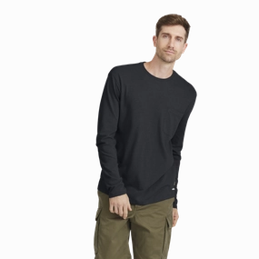 Men's Soft Merino Long Sleeve Tee - True Black Active Look HighCollared Design