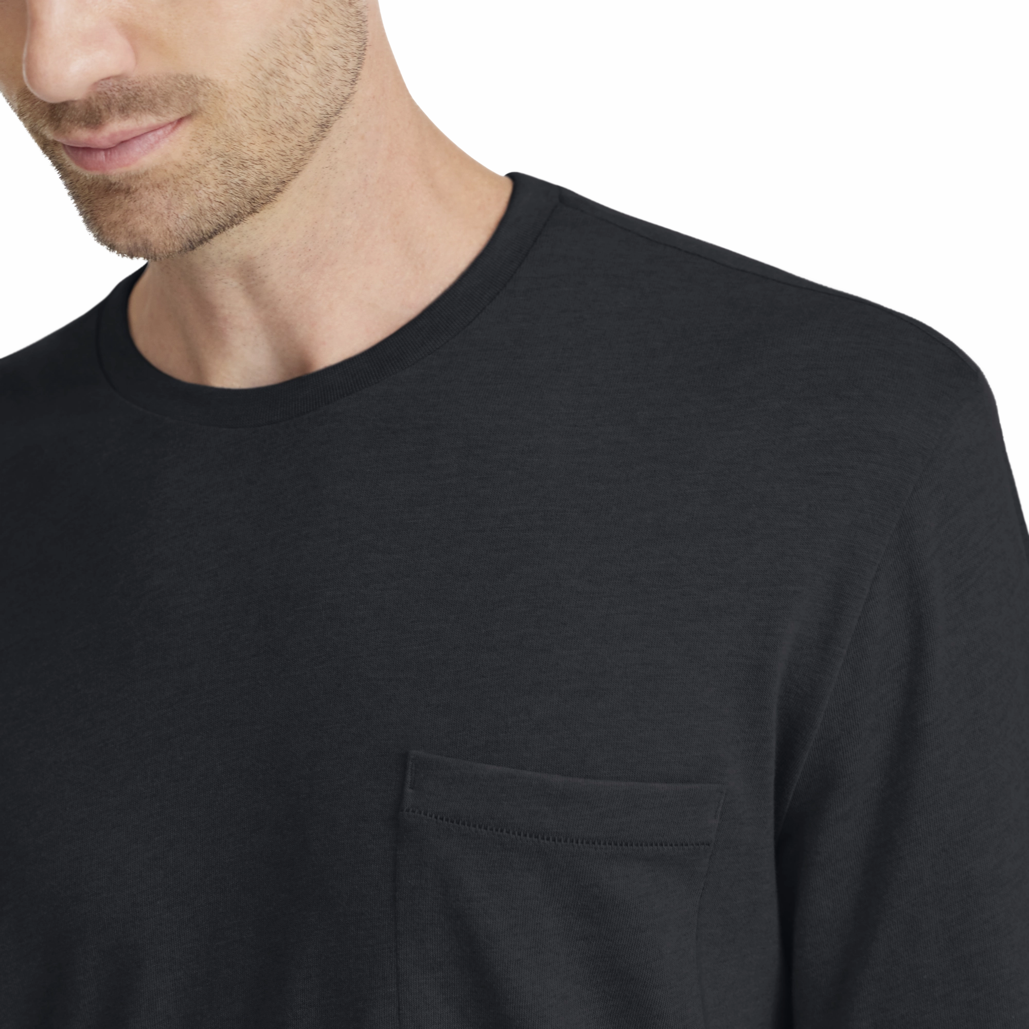 Men's Soft Merino Long Sleeve Tee - True Black Everyday Look Smart Glow