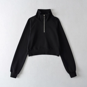 Outdoor Active Europe And America INS Raglan Sleeve Stand Collar Half Placket Zipper Sweater