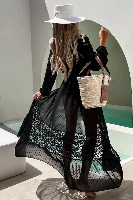 Black Polka Dot Beach Cover-up Soft-touch