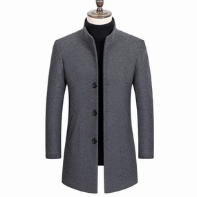 Temperature Balancing Layer QuickDryFinish West Louis? Boutique Stand Collar Woolen Business Long Coat