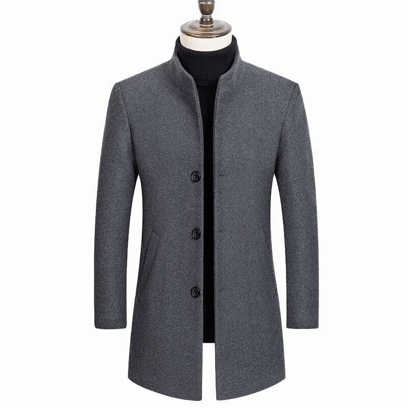 AntiPilling Finish Compression Storage West Louis? Boutique Stand Collar Woolen Business Long Coat