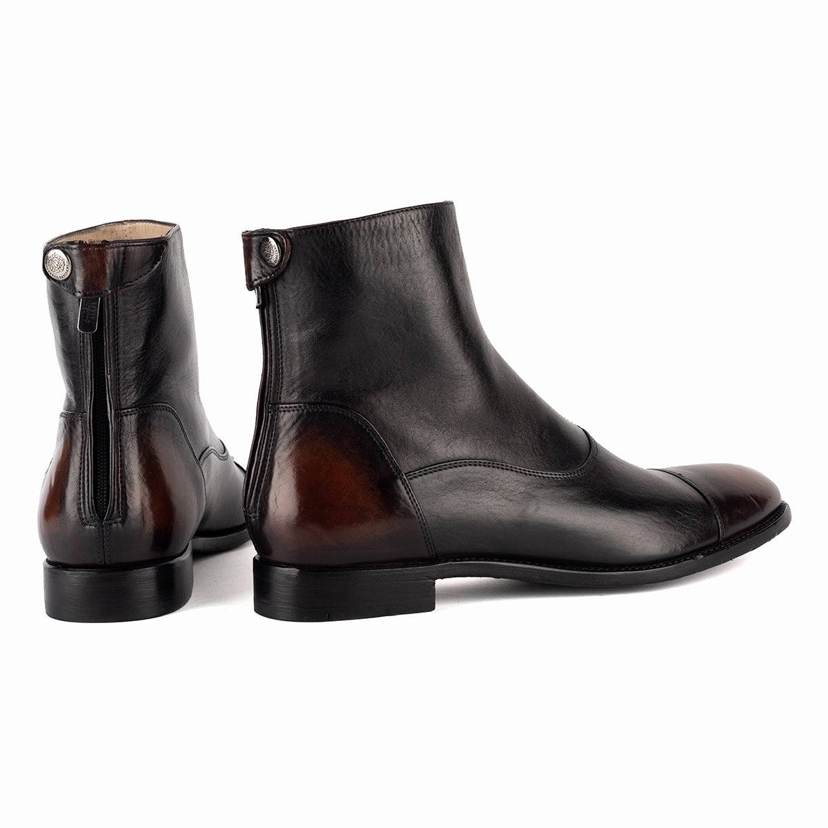 ELIAS 10000 <br>Light brown vintage black ankle boots Comfort Laces Hard Wear