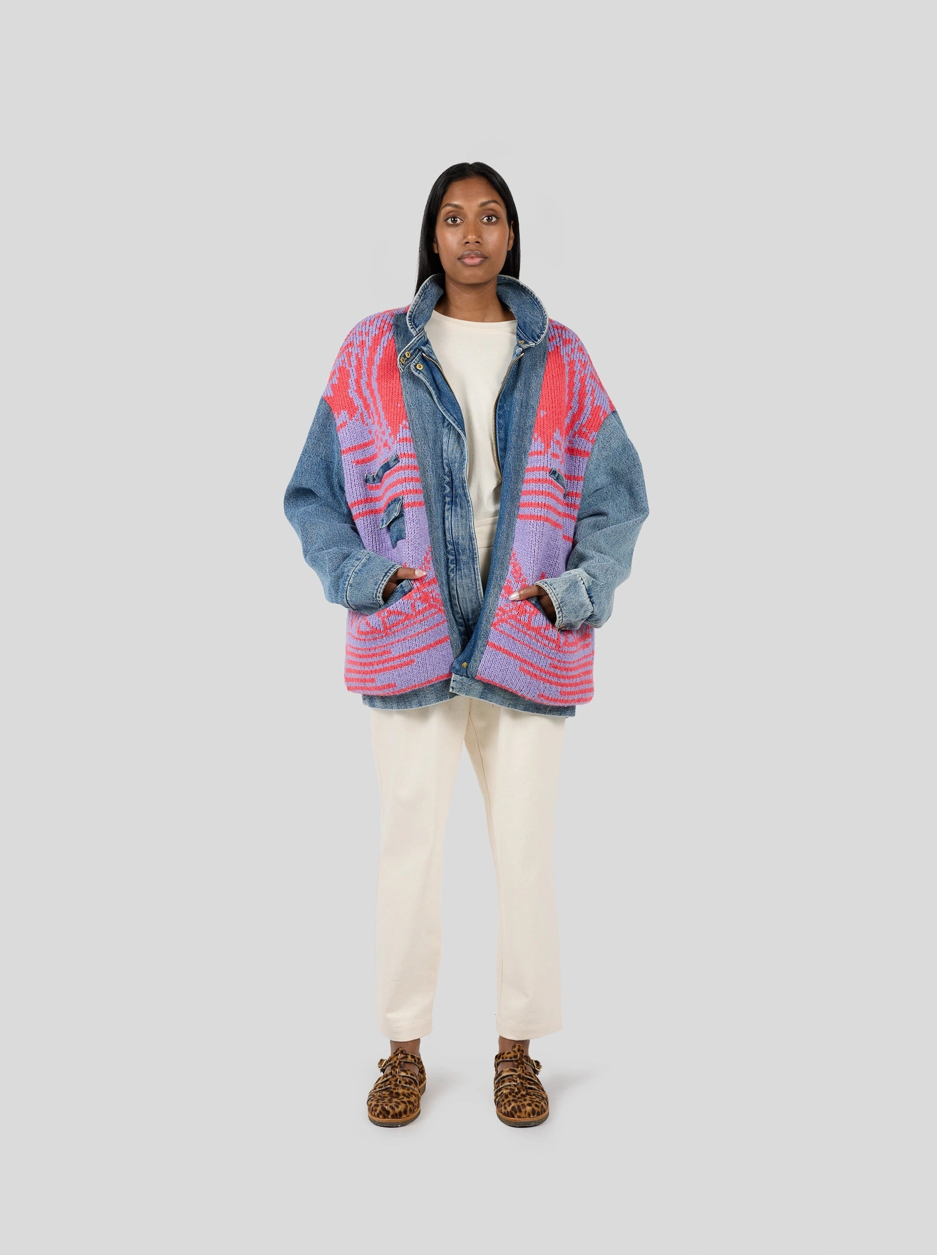 Knee Length Veste Jonas en maille Boh??me