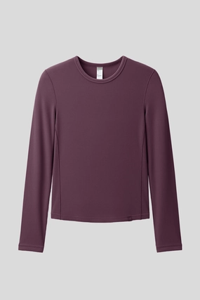 FlexEase ?C Women??s Seamless Ribbed Long Sleeve T-Shirt (Crew Neck) Reinforced Edging