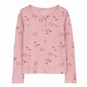 Cyber Glow SustainableProduction Girls' Pink Waffle Knit Long-Sleeve Shirt 3R5148