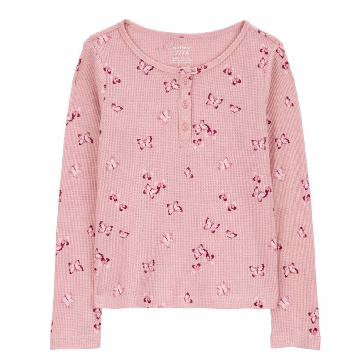 Cyber Glow SustainableProduction Girls' Pink Waffle Knit Long-Sleeve Shirt 3R5148