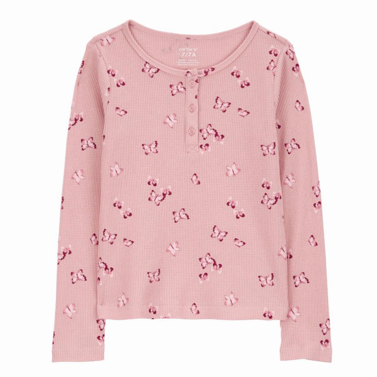 Global Edge Girls' Pink Waffle Knit Long-Sleeve Shirt 3R5148