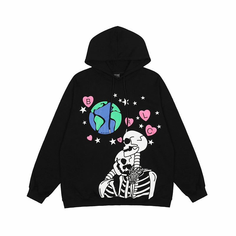 product shipping European and American Cartoon Skull Hooded Sweater Men and Women Jackets