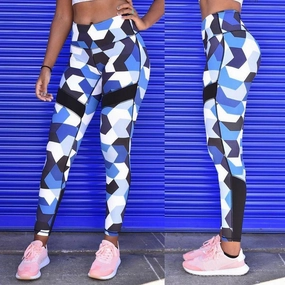 Women Blue Camouflage Yoga Leggings style statement venue