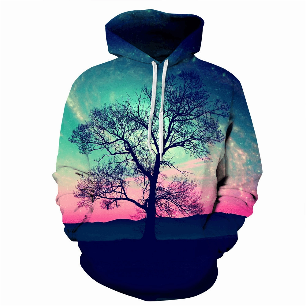 Factory Direct 3D Digital Printing Landscape Painting Cover Cap Loose Vouple''S Sweater Autumn and Winter Chaozhou Leisure Wear Night Out product office appropriateness