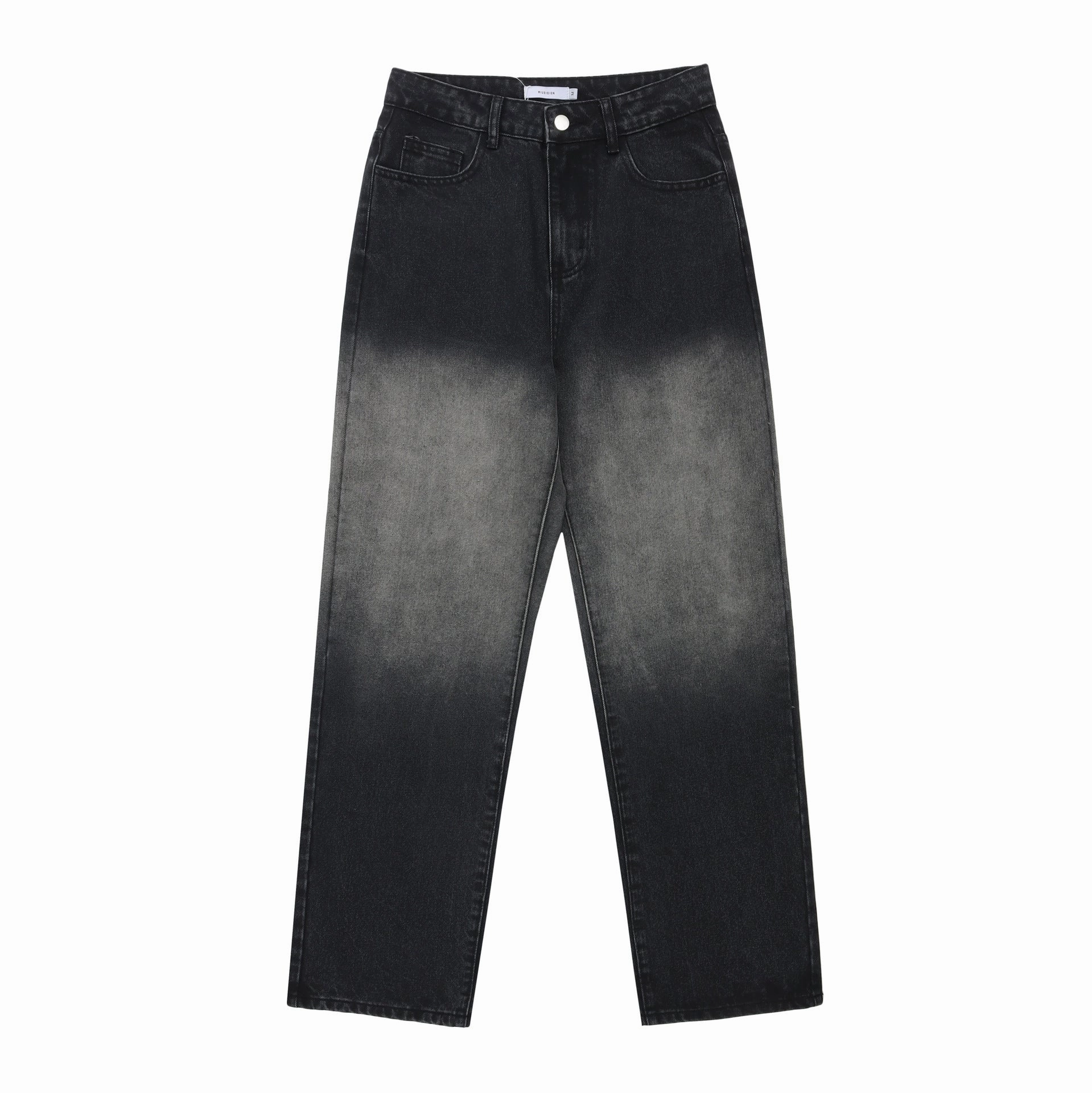 Minimal Edge Street Inspired Women's Fashionable High-looking Loose Spray Color Denim Trousers