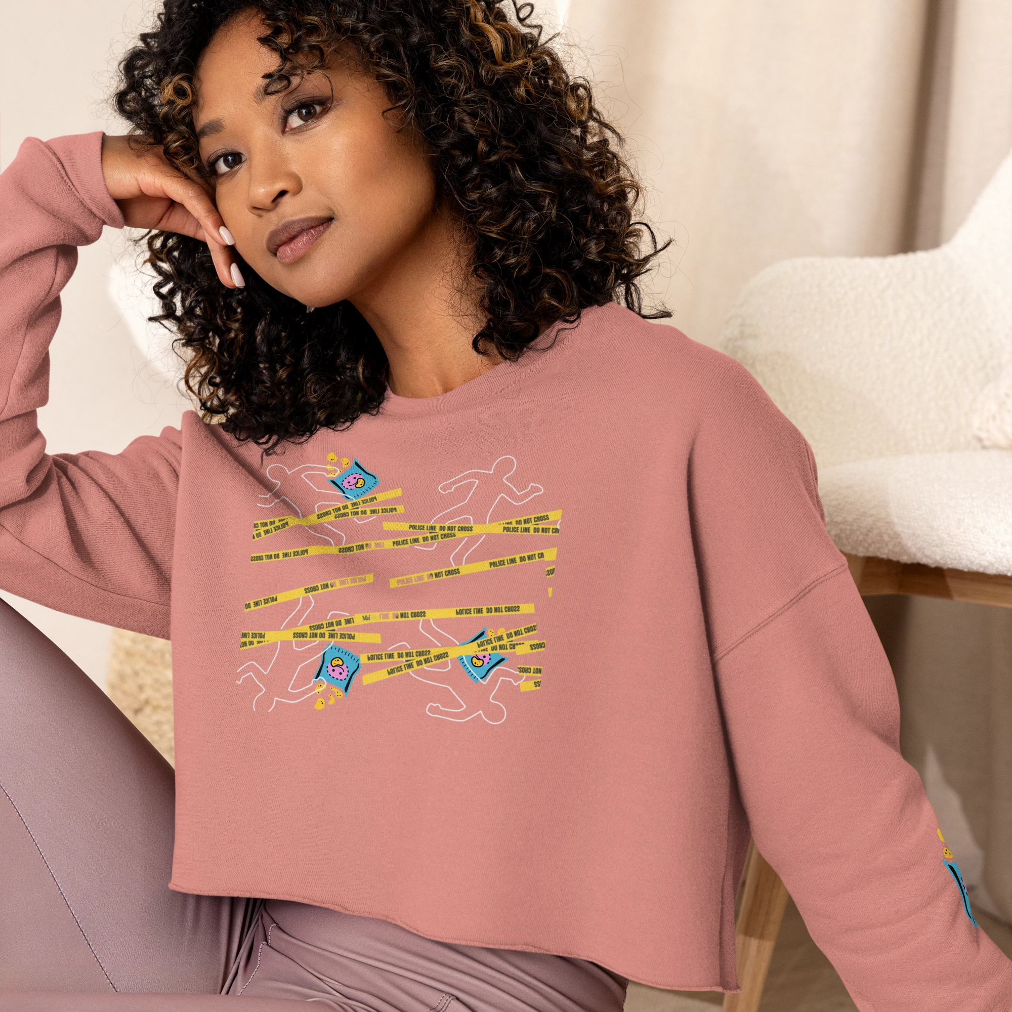 Cozy Crop Sweatshirt chip crime scene