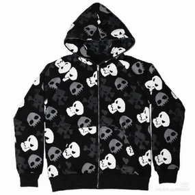 Trendy Bright Colors Dark Wind Skull Cardigan Hoodie Oversize Loose Hooded Zipper Thin Style Coat