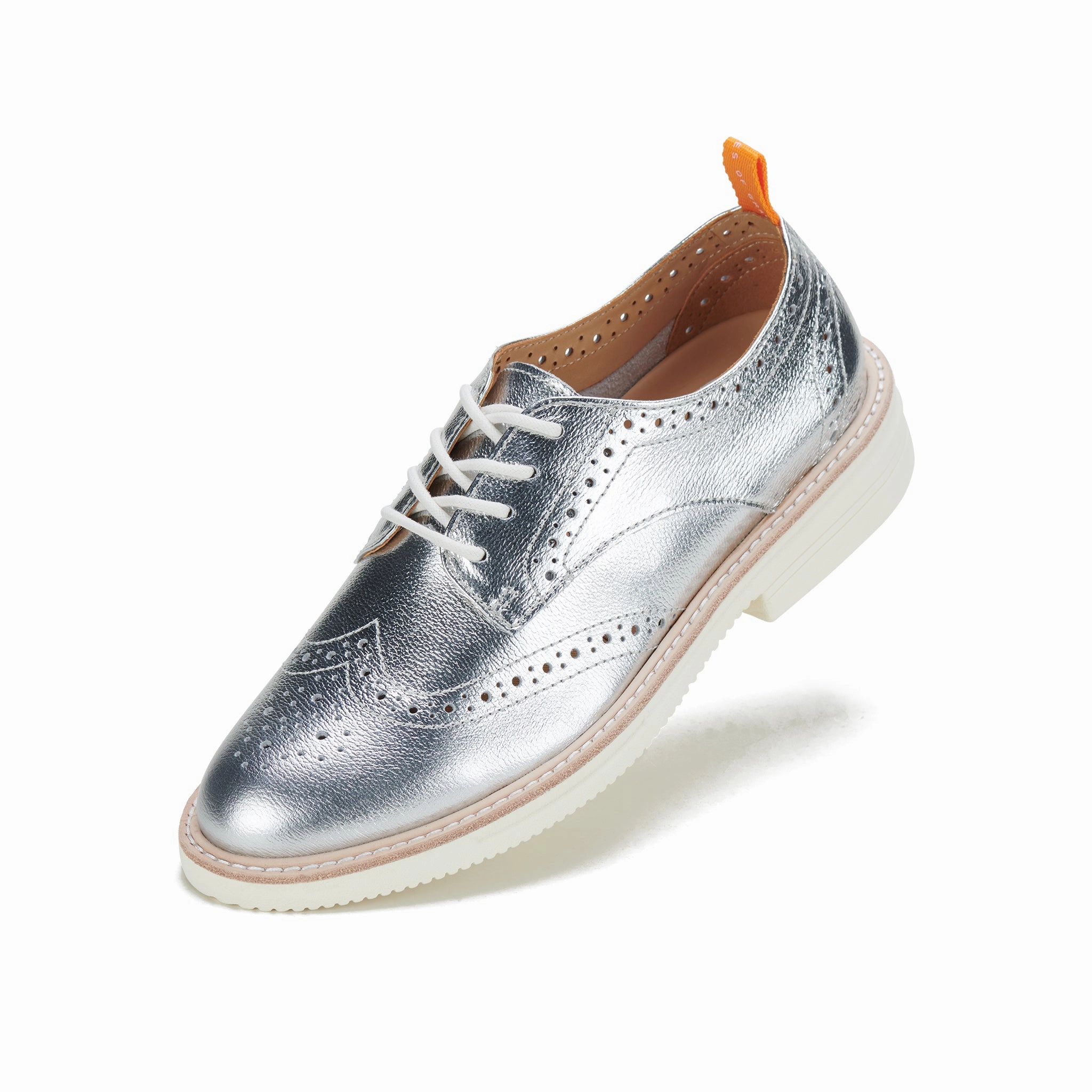 Calm Expression Derby Brogue Rise Silver