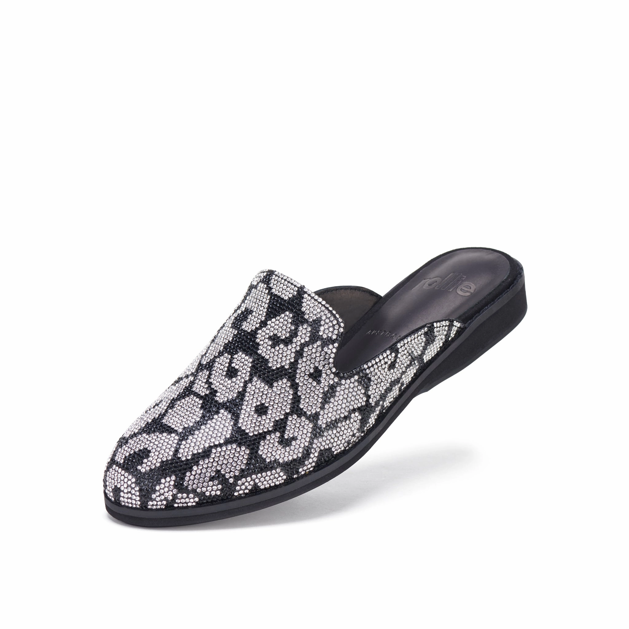 Derby Mule Leopard Rhinestone Vented Panels Basic Form