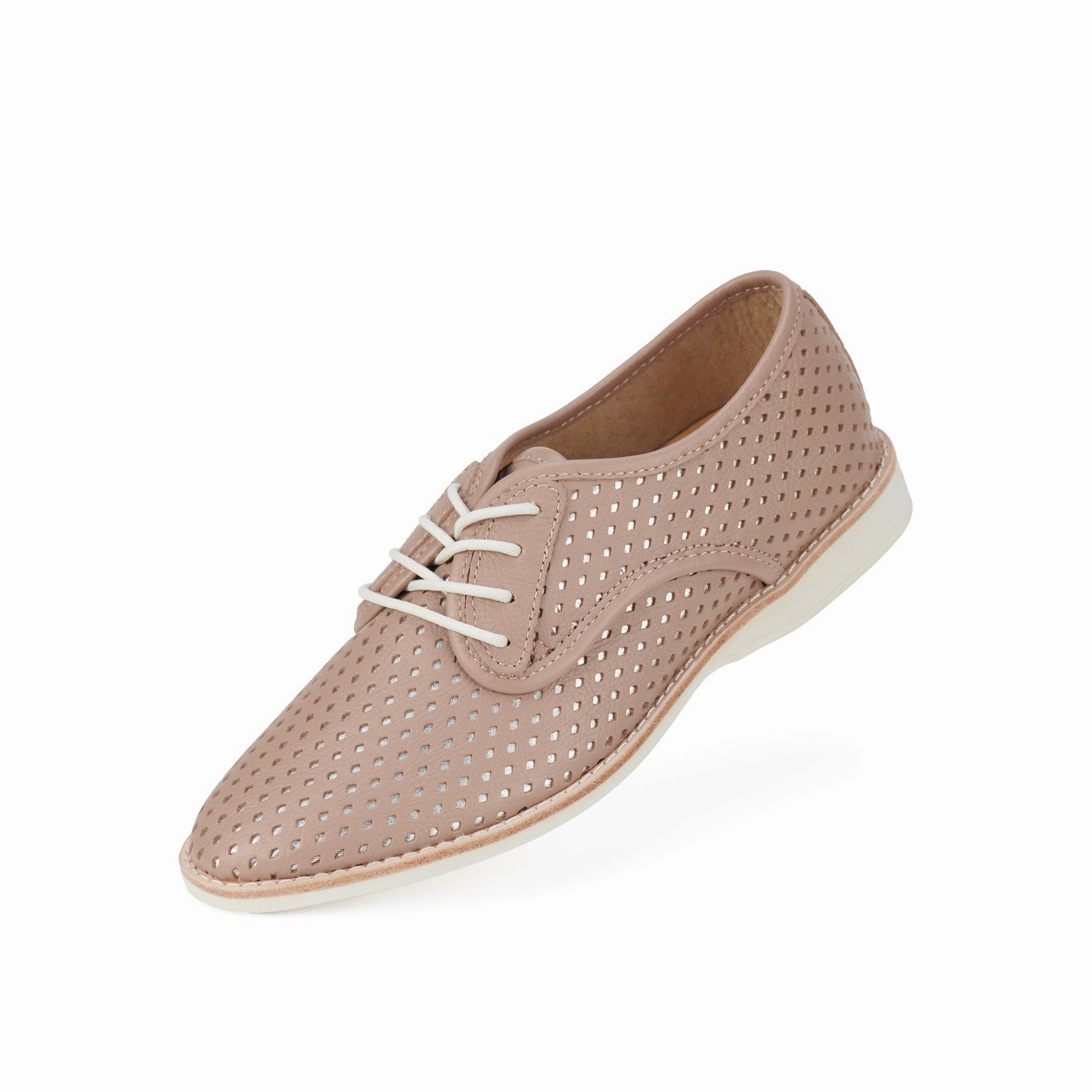 Art Shade Leather Finish Derby Punch Overlay Clay/Silver