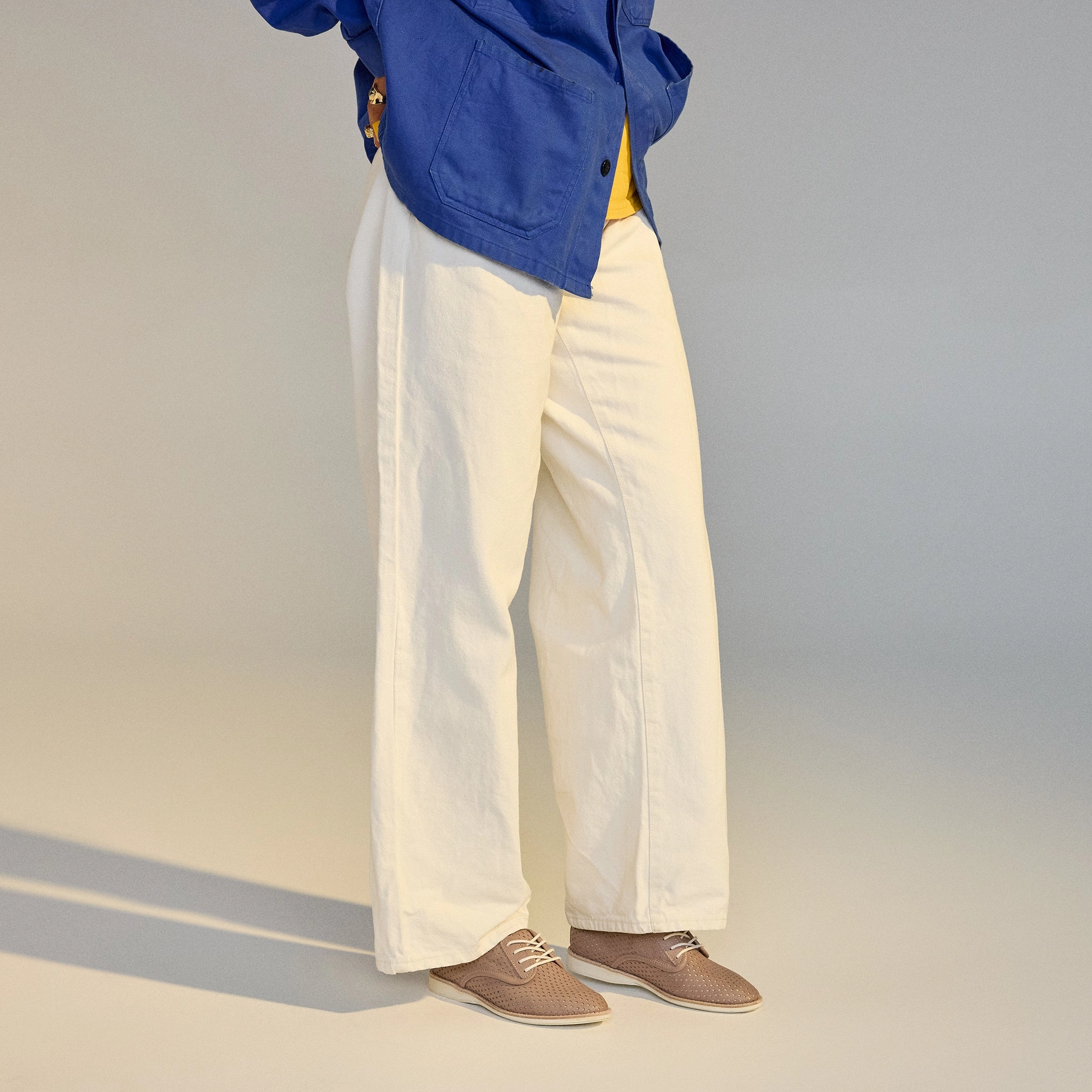 Refined Casual Pad Step Derby Punch Overlay Clay/Silver