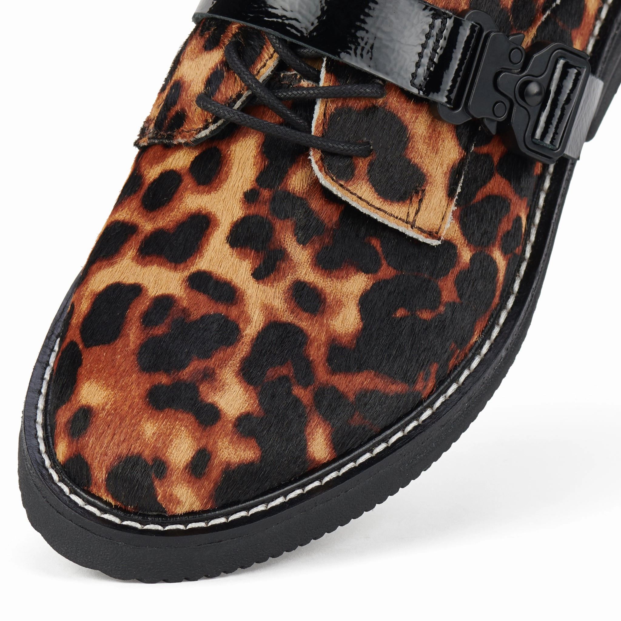 Support Ready Derby Rise Strap Dark Camel Leopard/Black