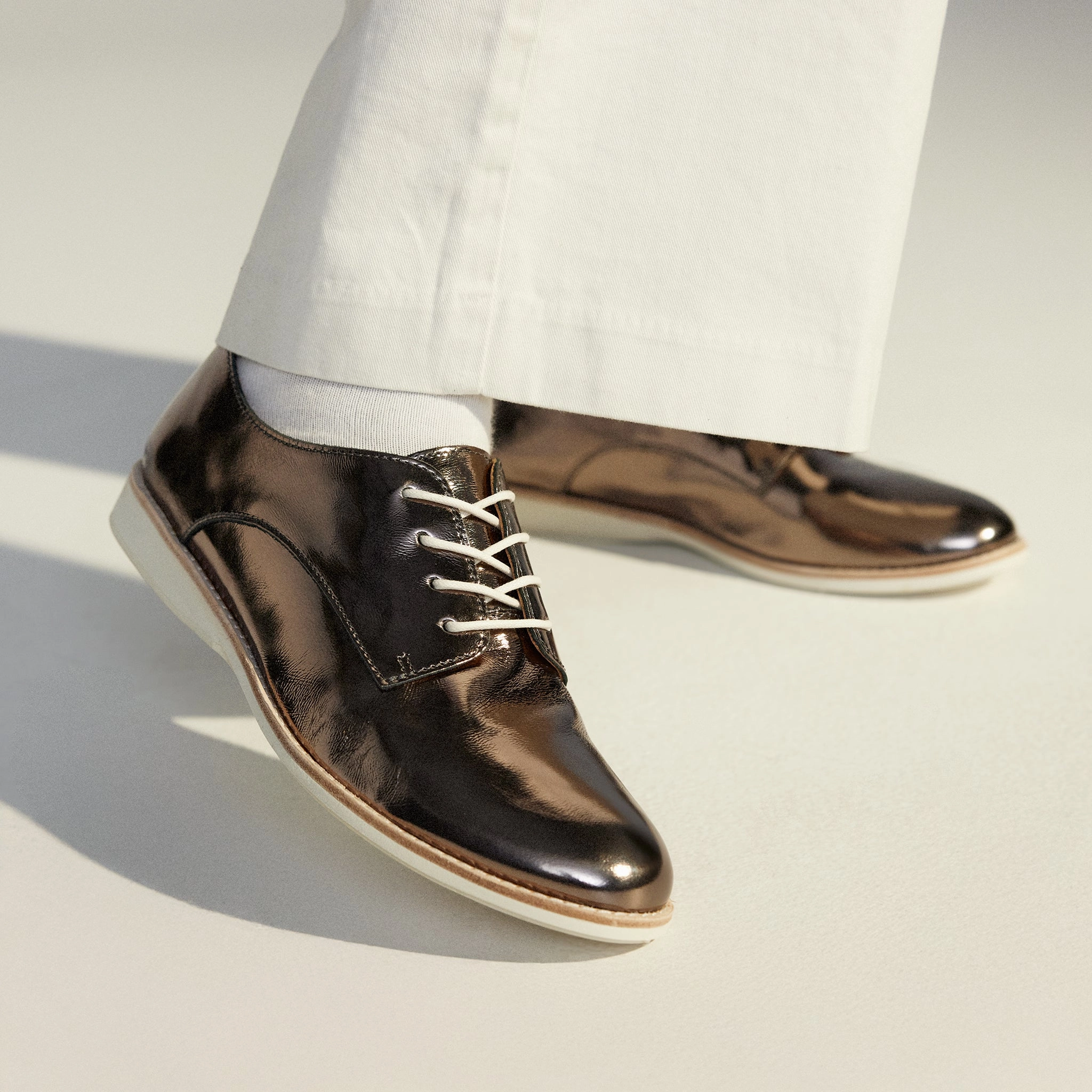 Air Circulation Channel Center Stage Derby Super Soft Pewter Crinkle Patent