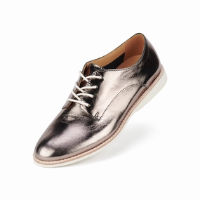 No Pain Derby Super Soft Pewter Crinkle Patent