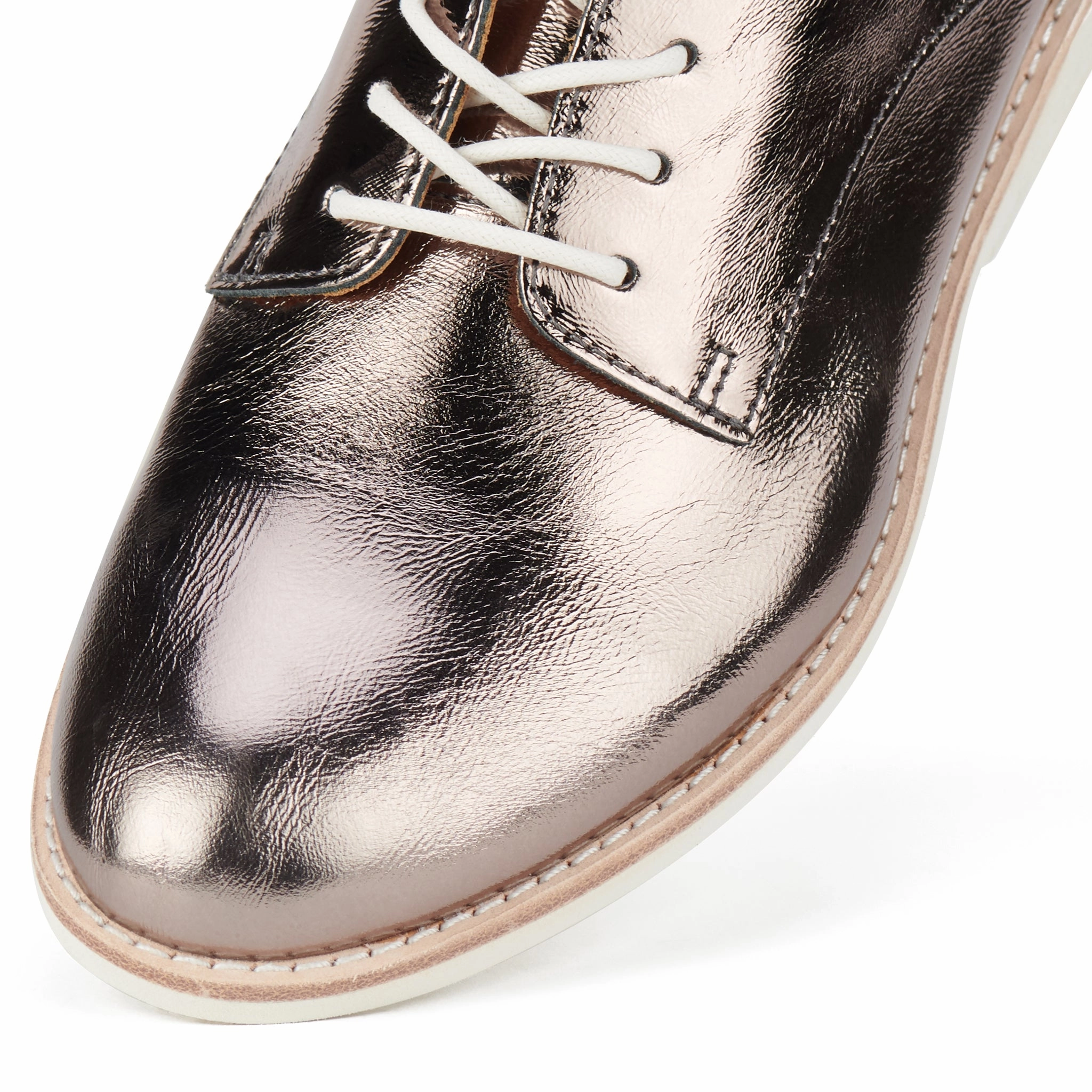 Step Routine Derby Super Soft Pewter Crinkle Patent