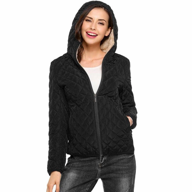 Women Jacket Autumn Winter Outwear FoldableStorageCapability MagneticClosure