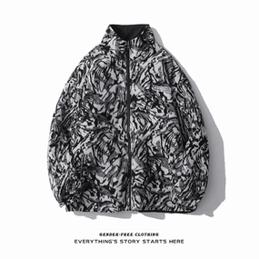 Double-Sided Wear National Tide Personality Zebra Pattern Woolen Jacket Men Loose Lounge Comfort product satin lining luxury